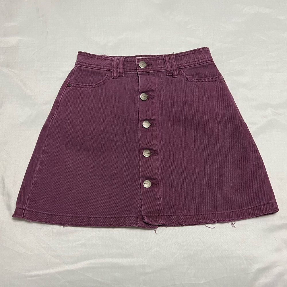 NXP Nena and Pasadena Denim Jean Skirt Purple Exposed Front Buttons Size XS